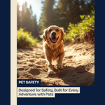 Big Paw Baby's no-pull harness benefits infographic showing front clip safety reflective strips and adjustable fit