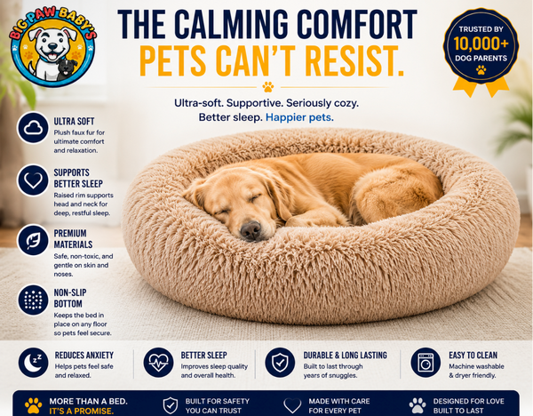 Calming Donut Dog Bed - Anxiety Relief Self-Warming Plush Bed for Dogs