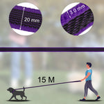Long dog training leash lifestyle owner training dog open field