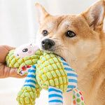 Squeaky plush dog toy inner squeaker placement detail