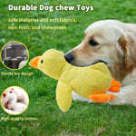 Comfort duck dog toy lifestyle anxious dog calmed by toy