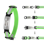 Personalized reflective collar engraving nameplate detail close up