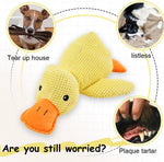 Comfort duck dog toy reinforced stitching plush durability test
