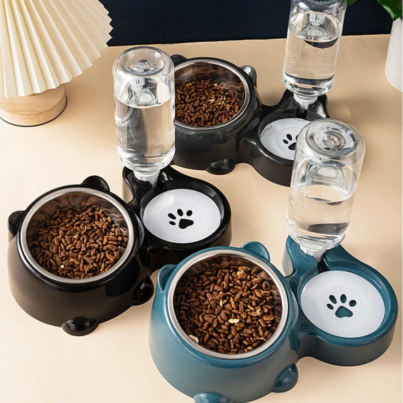 Automatic gravity-fed pet feeder and water dispenser 2-in-1