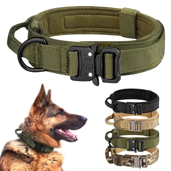 Tactical dog collar heavy duty nylon metal buckle for large dogs training