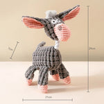 Donkey plush dog toy squeaker hidden in body detail