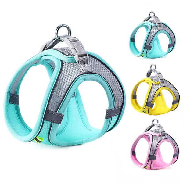 Reflective mesh dog harness vest adjustable breathable for small medium dogs