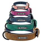 Personalized leather dog collar soft padded interior lining detail