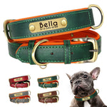 Personalized leather dog collar free engraved name and phone number soft padded