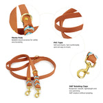 Braided rope leash close up showing handmade construction and bright colors