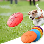 Silicone dog frisbee floating in water pool outdoor play