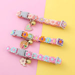 Small dog and cat collar with bell adjustable buckle close up