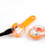 LED collar light all colors yellow orange white red product flat lay