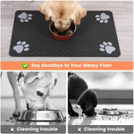Absorbent dog feeding mat rolled up for storage compact design