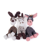 Donkey plush dog toy rope legs detail for tug of war play