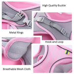 Reflective mesh dog harness vest yellow pink color options flat lay