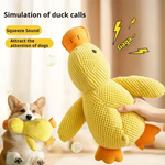 Sleeping duck plush dog toy embroidered face detail cute expression