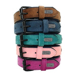 Personalized leather dog collar lifestyle bulldog wearing collar