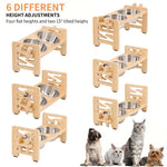 Adjustable elevated dog bowl feeder stand side view