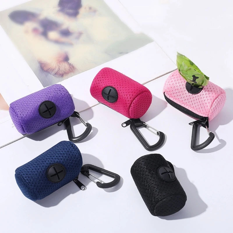 Dog poop bag dispenser clip on leash holder for waste bags
