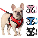 Mesh dog harness and leash set reflective breathable summer walking vest