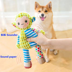 Squeaky plush dog toy natural safe materials non-toxic label