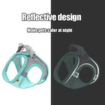 Reflective mesh dog harness vest pink color D-ring chest clip