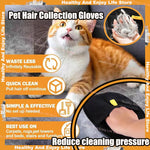 Pet hair removal gloves hair collection in use on golden retriever