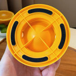 Dog lick bowl yellow and blue color variant flat lay comparison