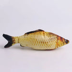 Realistic fish dog toy lifestyle dog playing on hardwood floor