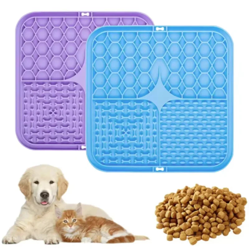 Dog lick mat slow feeder calming suction plate silicone peanut butter bath time