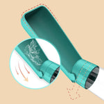Dog travel water bottle showing capacity and easy-squeeze design
