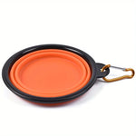 Collapsible dog travel bowl clip attachment on leash or bag