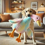 Giant plush duck dog toy dog cuddling with toy anxiety comfort