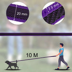 Long dog training leash coiled for storage lightweight portable