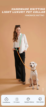 Luxury dog leash handmade braided rope lifestyle photo dog park