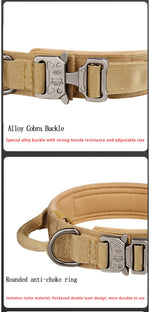 Tactical dog collar flat lay camo and army green variants